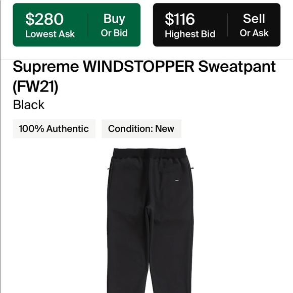 Supreme windstopper Sweatpants